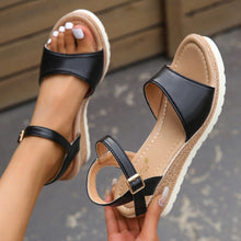 Load image into Gallery viewer, Women's Ankle Buckle Wedge Sandals | PU Fish-Mouth Platform Shoes