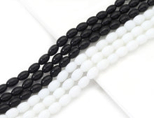 Load image into Gallery viewer, Black White Rice Shape Opaque Crystal Beads, U1443