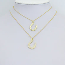 Load image into Gallery viewer, Clear CZ Gold Horseshoe Heart Butterfly Charm Pendant,Sku#LK1253