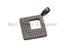 Load image into Gallery viewer, Colored CZ Micro Pave Hollow out Square Shape Pendant, Black/Cobalt/Fuchsia Color Square Frame Shape Pendant Charm, 30x40mm, sku#X57