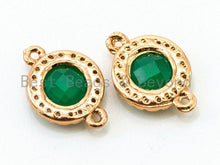 Load image into Gallery viewer, Round Bezel Connector with Faceted Glass,Green/Blue/Black/Smoke Crystal, 9x13mm, sku#A72