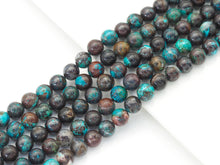 Load image into Gallery viewer, Genuine High Quality Blue Brown Chryscolla Round Smooth Bead