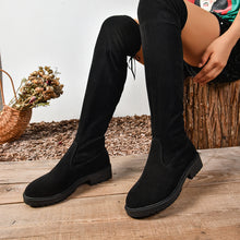 Load image into Gallery viewer, Women's Elastic Thick Sole Knee High Boots – Slip-On Square Heel Suede Over-the-Knee Boot