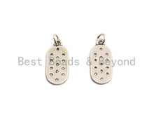 Load image into Gallery viewer, CZ Micro Pave Flat Oval Pendant, Antique Silver Tone, Clear Cubic Zirconia Big Pave Oval Charm Pendant, 9x21mm,sku#F1014C
