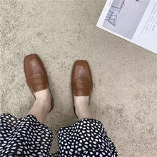Load image into Gallery viewer, Women's French-Style Retro Square Toe Flat Casual Shoes - Slip-On Comfort Loafers