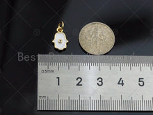 Load image into Gallery viewer, White Enamel Hamsa Hand Shape Pendant,CZ Micro Pave pendant,Enamel pendant,Enamel Jewelry, 8x13mm,sku#LD01