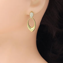 Load image into Gallery viewer, Gold Silver Clear CZ Teardrop Shape Earrings, Sku#A343