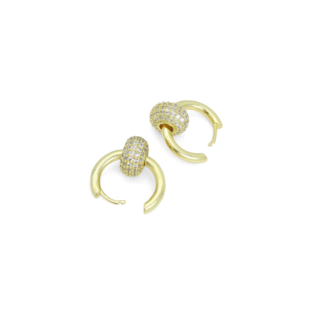 Clear CZ Spacer Round Hoop Earrings, Sku#L733