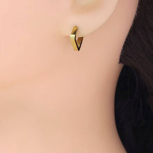 Load image into Gallery viewer, Gold Square Diamond Shape Geometry Huggie Earrings, Sku#A254