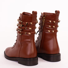 Load image into Gallery viewer, The Doncaster Brown Leather Lace-Up Mid Calf Women Boot With a Side Zipper