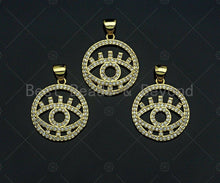 Load image into Gallery viewer, 18k Dainty Gold Evil Eye With Eyelash On Round Ring Shape Charms, Dainty Charms, Gold Pendant, Round Ring Charms, 18x21mm, Sku#LK172