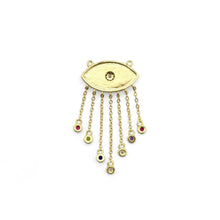 Load image into Gallery viewer, Gold Colorful CZ On Pearl Evil Eye Charm, Sku#LX274