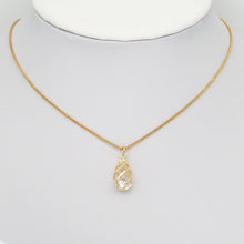 Load image into Gallery viewer, Swirled Teardrop Cage Pendant with Diamond inside, Sku#LX298