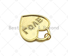 Load image into Gallery viewer, CZ Micro Pave Love Word On Heart Lock Shape Pendant/Charm, 18K Gold Filled Heart Charm, Necklace Bracelet Charm Pendant,25x28mm,Sku#LD104