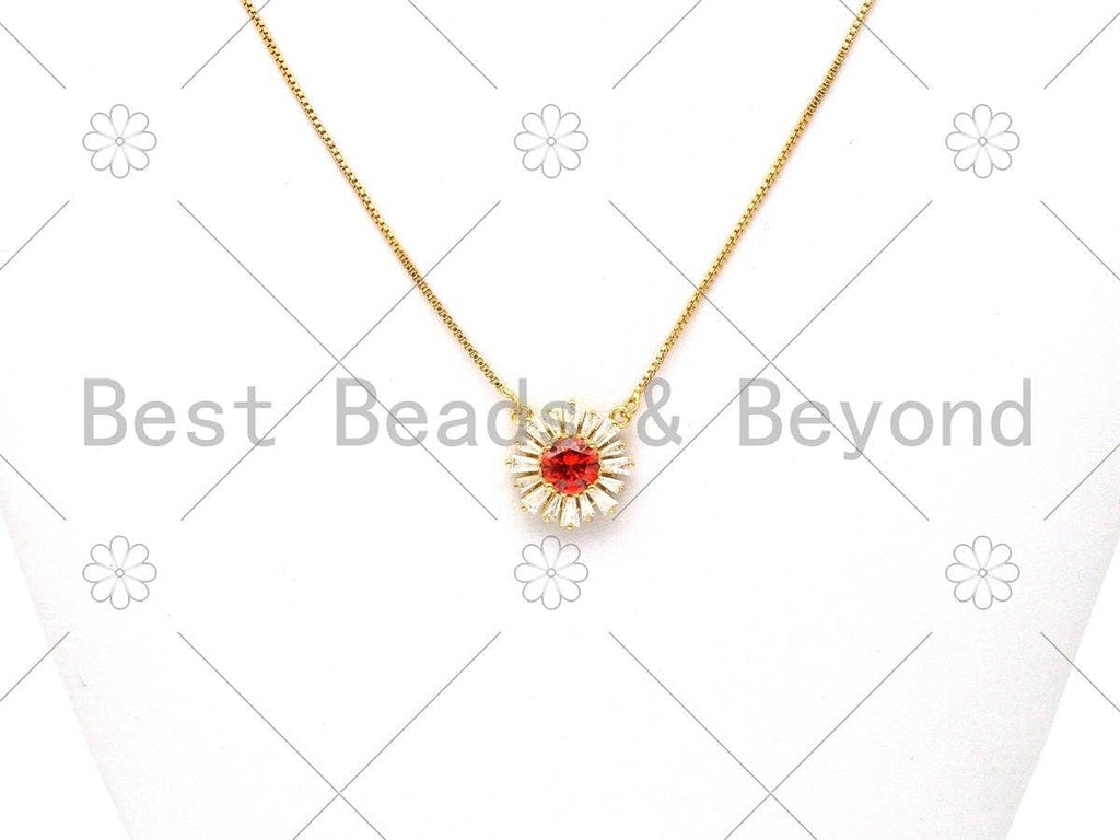 Baguette CZ Micro Pave Sunflower Shape Pendant/Charm, LK392