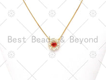Load image into Gallery viewer, Baguette CZ Micro Pave Sunflower Shape Pendant/Charm, LK392