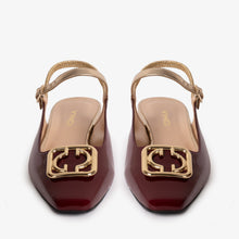 Load image into Gallery viewer, The Rosalinda Burgundy Patent Leather Women Flat Slingback Sandal