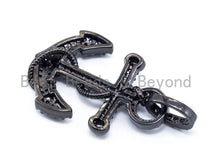Load image into Gallery viewer, CZ Clear Micro Pave 37x21mm Anchor Pendant, Cubic Zirconia Pave Pendant/Charm in Gold/Gunmetal/Silver Finish, Men's Jewelry Finding, sku#F99