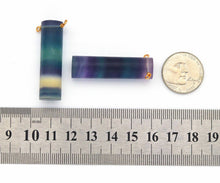 Load image into Gallery viewer, Gold Colorful Fluorite Cylinder Charm, Sku#LY02