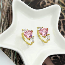 Load image into Gallery viewer, Pink Clear Crystal Heart Ring, Sku#B213