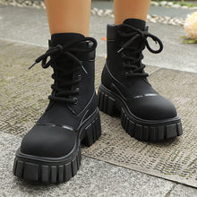 Load image into Gallery viewer, Women's Chunky Heel Vintage Ankle Boots – Plus Size Lace-Up Block Heel Booties