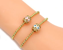 Load image into Gallery viewer, CZ Enamel Evil Eye On Tube Spacer Beads, Sku#LD275