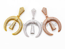 Load image into Gallery viewer, CZ Micro Pave Double Horn Pendant with Diamond Bail,SKU#L226