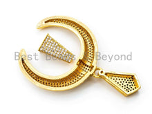 Load image into Gallery viewer, CZ Micro Pave Double Horn Pendant with Diamond Bail,SKU#L226