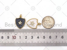 Load image into Gallery viewer, Micro pave CZ Five Point Star On Colorful Enamel Shield Shape Pendant,18K Gold Filled Enamel CZ Star Pendant,Enamel Jewelry,24x18mm,Sku#L593