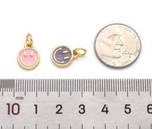 Load image into Gallery viewer, Colorful Enamel CZ Gold Cute Smile Face Charm, Sku#LX141