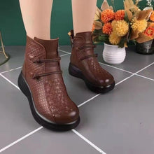Load image into Gallery viewer, Women's Fleece-Lined Mid-Calf Wedge Boots - Round Toe Side Zipper Winter Boots