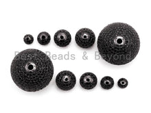 Load image into Gallery viewer, Black CZ Micro Pave Black Round Ball Bead,Rhodium Shamballa Ball beads, CZ Space Beads 6mm,8mm,10mm,12mm,14mm,16mm,25mm,sku#G331