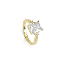 Load image into Gallery viewer, Gold Clear Rectangle CZ Adjustable Ring, Sku#A117