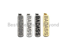Load image into Gallery viewer, CZ Badass Micro Pave Long Bar Alphabet Pendant, Cubic Zirconia Strip Pendant, Micro pave letter pendant, 9x27mm, sku#X137