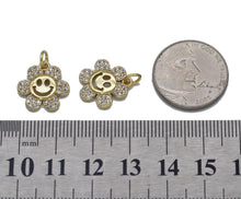 Load image into Gallery viewer, Gold CZ Smiley Face Flower Charm, Sku#L711