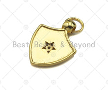 Load image into Gallery viewer, CZ Micro Pave Five Star Crown On Shield  Shape Pendant/Charm,Cubic Zirconia Charm, Shield Necklace Bracelet Charm Pendant,19x25mm, Sku#L473