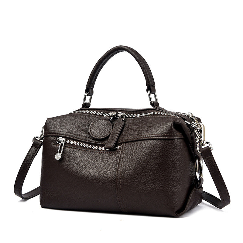 Women's Full-Grain Cowhide Shoulder Bag | Retro Woven Leather Handbag