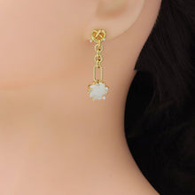 Load image into Gallery viewer, White Mother of Pearl Rose Flower Heart Gold Stud Earring, SKU#Y992