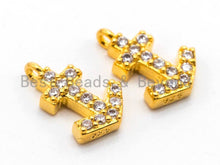 Load image into Gallery viewer, CZ Micro Pave Small Arrows Pendant/Charm, Cubic Zirconia Pendant Charm in Gold Rose Gold Black Silver Color, 7x10mm, sku#B76