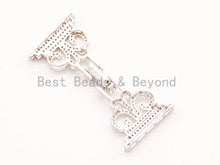 Load image into Gallery viewer, CZ Micro Pave Floral Fold Over Multi-strands Clasp, Cubic Zirconia Buckle Clasp, Chain Connector, 26x5mm, sku#H14
