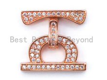 Load image into Gallery viewer, CZ Micro Pave D Shape Buckle Clasp/Connector/ Link Connector for Bracelet Necklace, 24x22mm, sku#K12