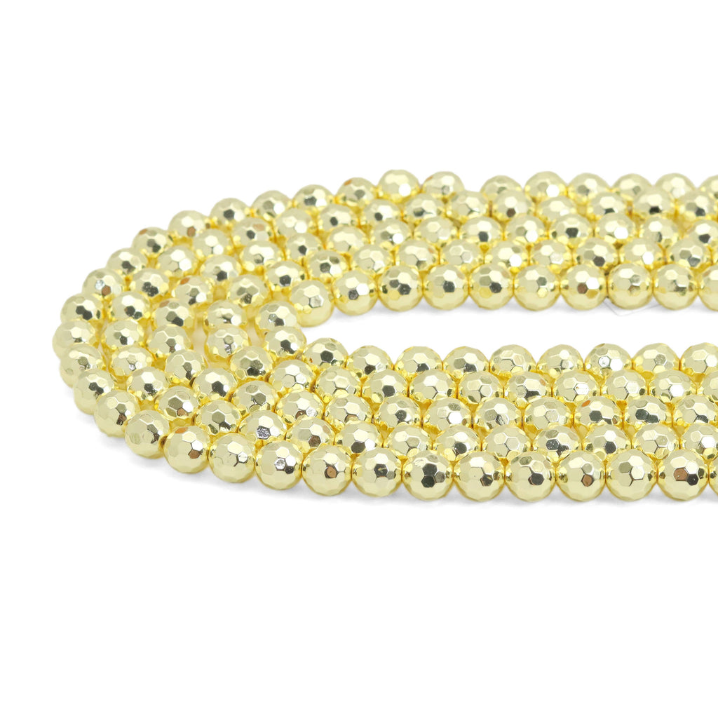 Natural Gold Hematite Beads- 2/3/4/6mm/8mm/10mm/12mm Round Faceted, SKU#S66