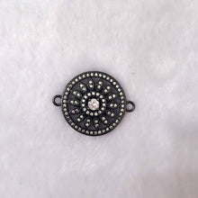 Load image into Gallery viewer, CZ Micro Pave Round Filigree flower Connector, 21x27mm,sku#A38