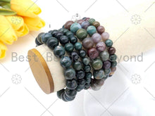 Load image into Gallery viewer, Natural Moss Agate/Indian Agate Stretchy Bracelet