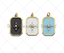 Load image into Gallery viewer, CZ Enamel White Black Turquoise Star on Rectangle Shape Pendant, Enamel Dog Tag pendant, Enamel Jewelry, 16x25mm,sku#LK139