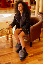 Load image into Gallery viewer, The Kajapati Black Leather Natural Fur Mid Calf Women Boot