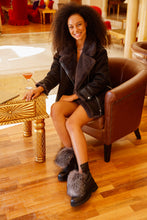 Load image into Gallery viewer, The Kajapati Black Leather Natural Fur Mid Calf Women Boot