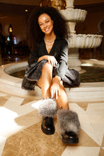 Load image into Gallery viewer, The Kajapati Black Leather Natural Fur Mid Calf Women Boot