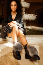Load image into Gallery viewer, The Kajapati Black Leather Natural Fur Mid Calf Women Boot