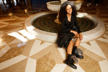Load image into Gallery viewer, The Kajapati Black Leather Natural Fur Mid Calf Women Boot